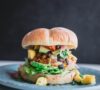 Veggie Burgers with Avocado Green Harissa